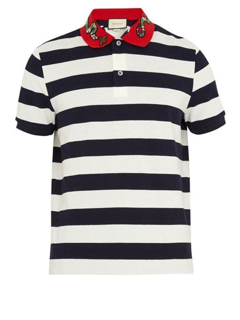 gucci polo top fake|gucci navy striped polo shirt.